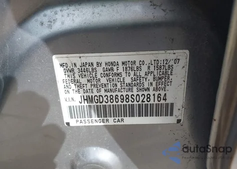 2008 Honda Fit Sport из США, поврежденный, VIN JHMGD38698S028164